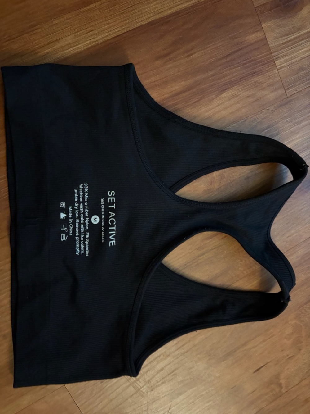 SET Active Black Ribbed Racerback Sports Bra - Picture 3 of 3